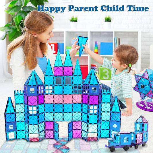Magnetic building blocks 102 pieces Magnetic building toy for ages 3 years and up Magnets for kids Magnetic toys with Ferris wheel/2 cars Montessori children's toy for ages 3-9 years old Boy Girl Gifts