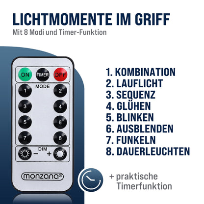 MONZANA® 200 LED string lights 20m Christmas tree outdoor indoor timer 8 modes dimmable remote control IP44 window decoration Christmas lighting cool white