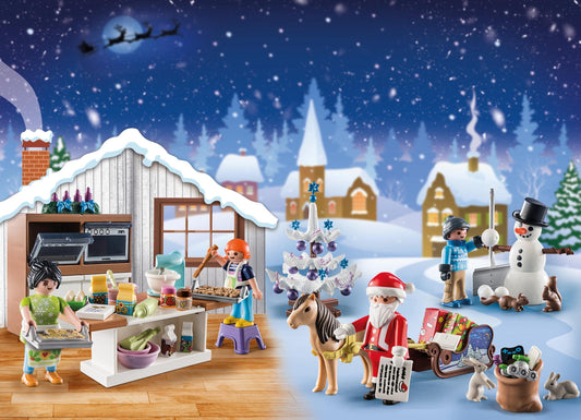 PLAYMOBIL Christmas 71088 Advent Calendar for kids: Christmas baking with cookie cutters, incl. toy bakery, toy for kids aged 4 and up.