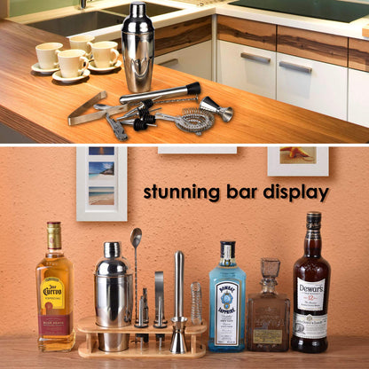 Cocktail Shaker Set, Esmula 750ML 12-Piece Stainless Steel Bartender Kit Professional Martini Mixing Bartending Kit Combination, Home Stylish Bar Tool Set with Cocktail Recipe Book (Silver)