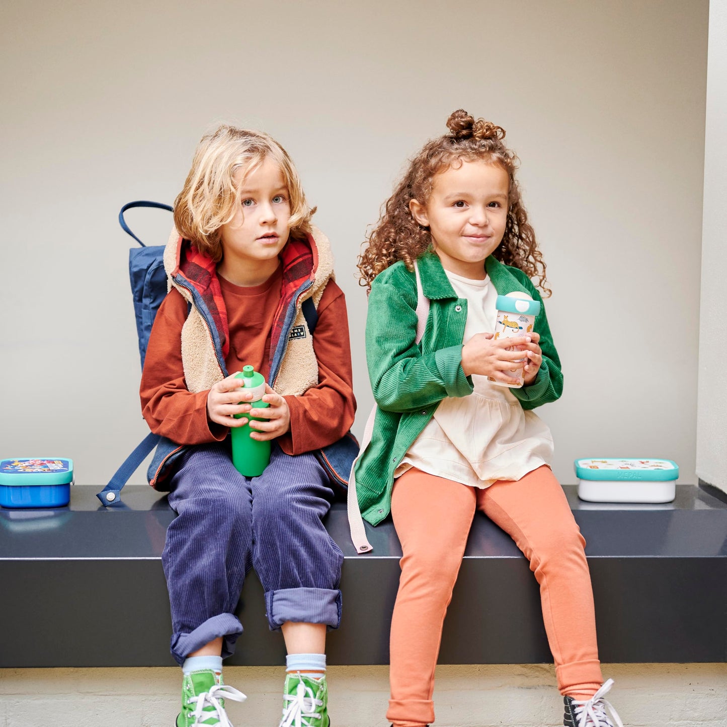 Mepal - Lunch Set Campus Little Dutch - Set for children with pop-up drinking bottle & lunch box - Lunch set for school or on the go - Dishwasher safe & BPA-free - 400ml + 750ml - Little Farm