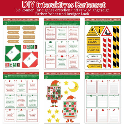 Elf door set - 46 PCS elf accessories with light, elf construction site accessories, elf door complete set with baking set, interactive card advent calendar, DIY gift for children.