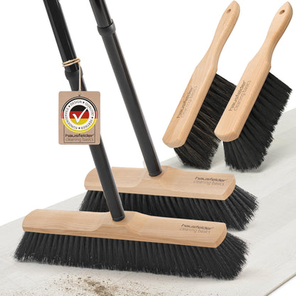 Household room broom with handle 30 cm + 40 cm parlor broom fine and soft, 2 x small dustpans (30cm + 40cm broom + dustpan)