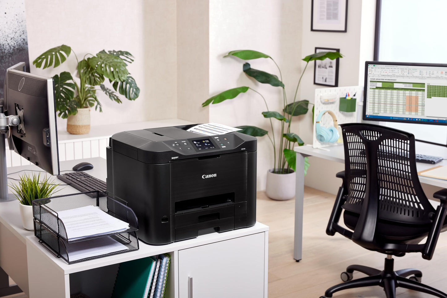 Canon MAXIFY MB5150 color inkjet - multifunction printer (A4, 4-in-1 scanner, copier, fax, color display, 600 x 1200 DPI, USB, duplex printing, WLAN, Bluetooth) black.