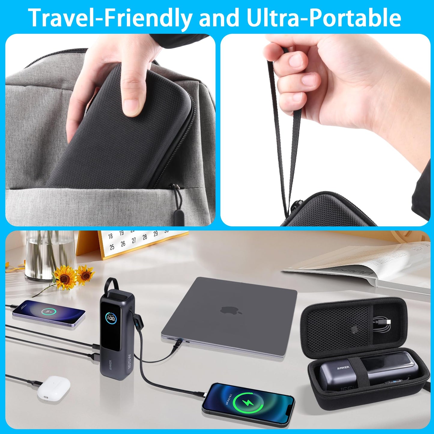 co2CREA Hard Portable Protective Case Pouch for Anker Laptop Powerbank 25000mAh 165W Powerbank Portable Charger A1695, Case Only