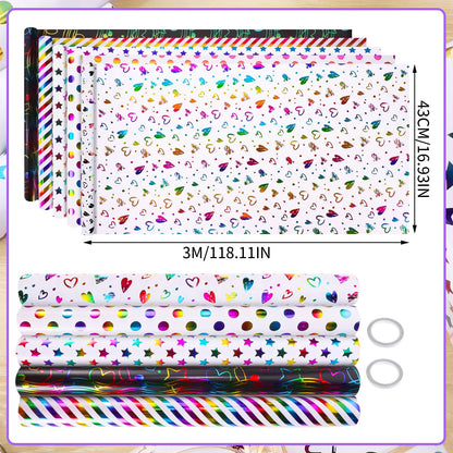 woric 5 Rolls Gift Wrap Birthday, 43cm x 3m Gift Wrapping Roll Colorful Gift Wrap Roll Set for Kids' Birthday Wedding Baby Shower (Multicolor)