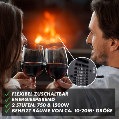 GLOW FIRE electric fireplace with heating and fireplace (wall fireplace) - electric fireplace with LED light, heater, decoration & remote control - for wall mounting, max. 1500 W - White, 126 cm