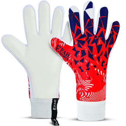 EFAH SPORTS goalkeeper gloves for kids and adults with padded palm, breathable and strong grip soccer gloves (Red, Size 5 suitable for 9 to 12 years old, Ambidextrous)