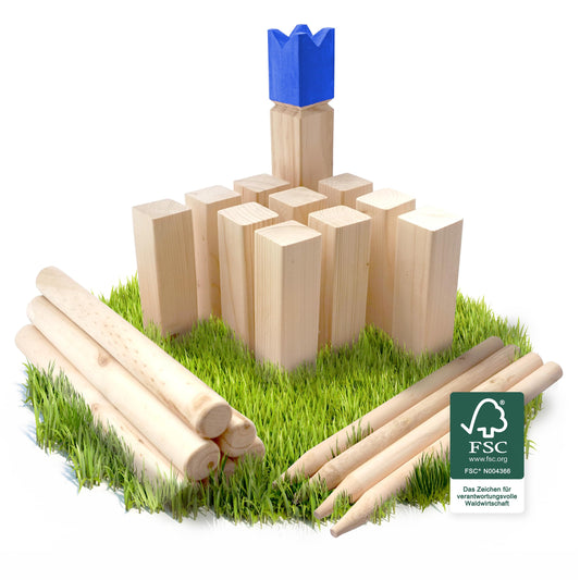 Ocean 5 Kubb - Original Viking Game | Premium FSC® wooden game in fabric bag with solid pieces | Swedish outdoor game similar to chess | Kubb game for kids and adults |