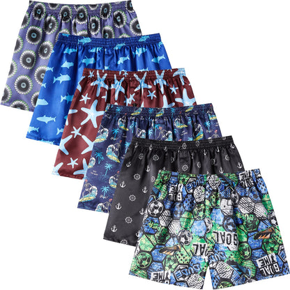 JupiterSecret Men's Satin Boxer Shorts Pack Underwear, Silk Feeling Sleep Shorts with Elastic Waistband