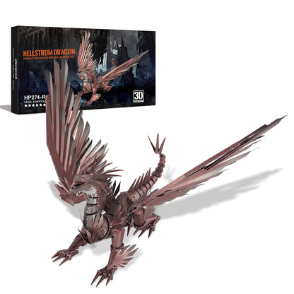 Piececool 3D Puzzle Metal Model Dark Dragon, 3D Metal Puzzle for 340 Stainless Steel, Full Metal, 1:1 Restore Collection, Birthday Gift, Adult Model Building Kit, 203 Pieces