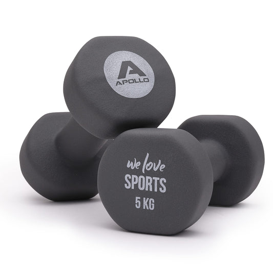 Apollo Dumbbell Set | 2 Dumbbells | 2x5kg Dumbbell Set | Weights for Strength Training | Pair of Dumbbells | Fitness Dumbbells for Women & Men | Dumbbells 5kg | Dumbbell Weights