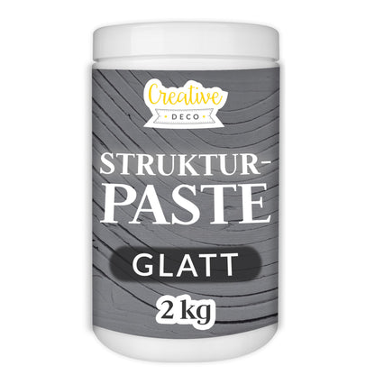 Creative Deco Structure Paste Smooth 2 kg | Dark Grey Spackle for Acrylic Painting | Modeling Paste for Art Projects, Acrylic Paint, DIY, 3D Effects, Textures | Easy to apply with palette knife
