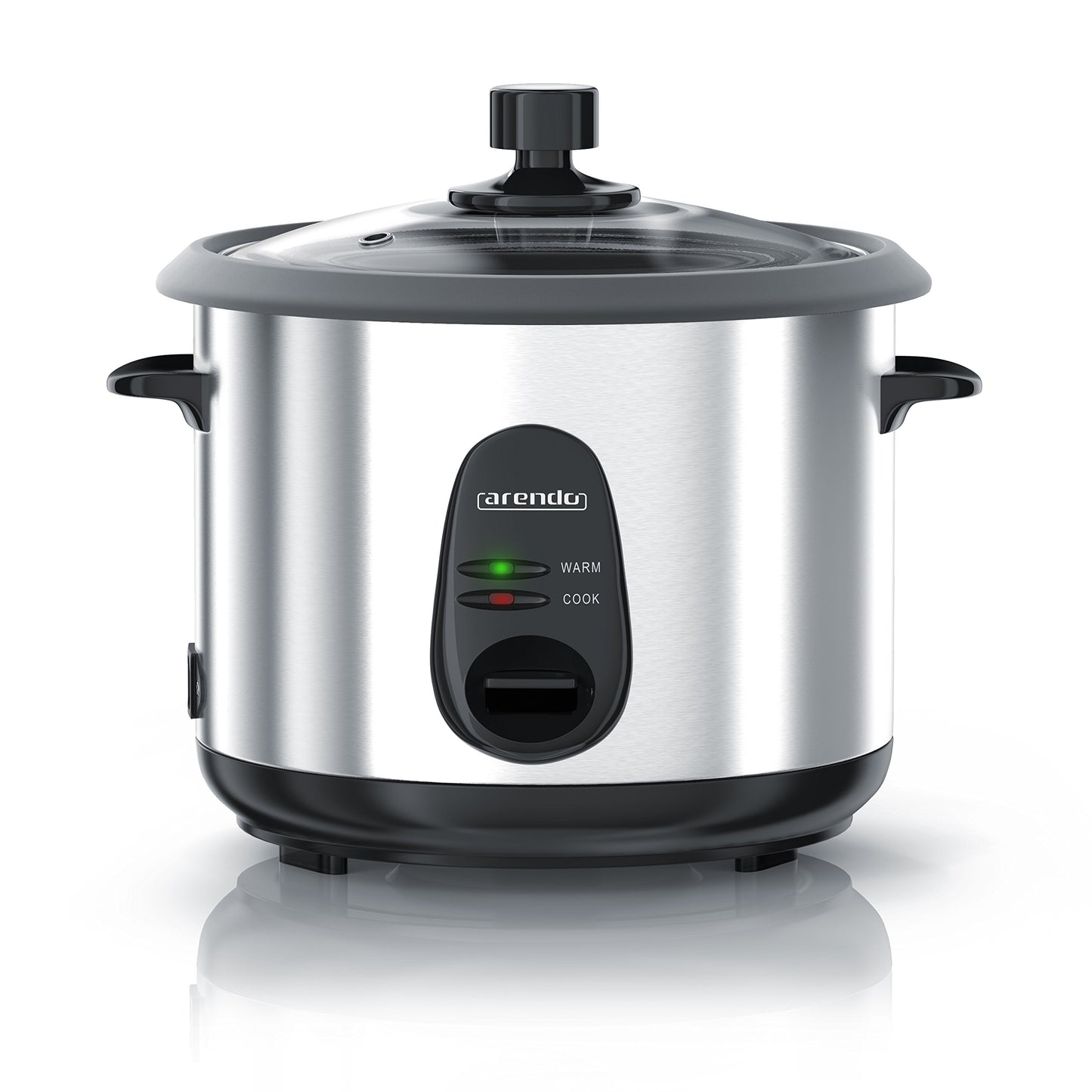 Arendo - Rice cooker stainless steel with keep warm function and steamer function - Steamer - 1.5 liter capacity - Housing brushed aluminum
