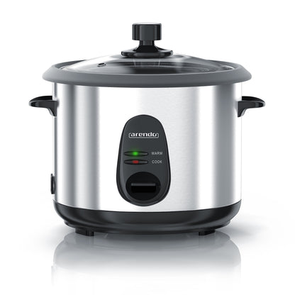Arendo - Rice cooker stainless steel with keep warm function and steamer function - Steamer - 1.5 liter capacity - Housing brushed aluminum