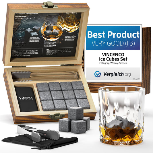 Whiskey Stones Set - 12 Reusable Basalt Ice Cubes, Tongs + Cloth Bag, Whiskey Ice Cubes Cooling Stones Bar Accessories Cocktail Rocks Gin Stones Decorative Accessories Gift Whisky Stones