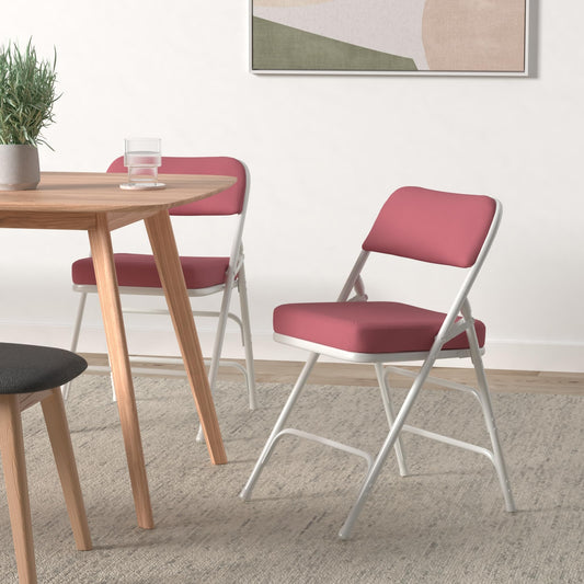 KAIHAOWIN Folding Chairs with Padded Seat Ultra Thick Folding Chair Indoor Comfortable Metal Chairs with Soft Padding (1×Red)