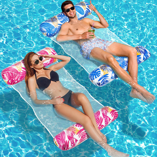 Amteker Pool XL air mattress, 2 pieces water hammock for adults, 4 in 1 inflatable water pool accessory fun, pool toy, inflatable water hammock for adults.