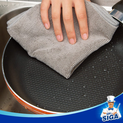 MR.SIGA Microfiber Cleaning Cloth, All-Purpose Microfiber Towels, Streak-Free Cleaning Cloths, 12 Pack, Gray, Size 32 x 32 cm
