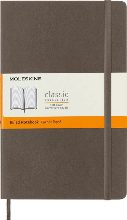 Moleskine Classic Notebook, Lined, Soft Cover with Elastic Closure, XL 13 x 21 cm, Brown, 192 Pages