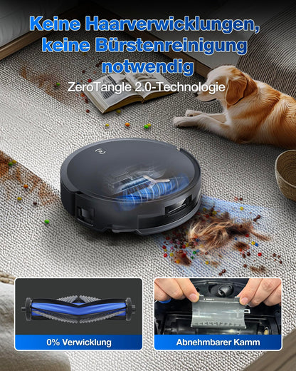 ECOVACS DEEBOT T50 MAX PRO Omni Robot Vacuum with Mopping Function, 18,500Pa, ZeroTangle 2.0, Deep Cleaning for Carpets, Extendable Side Brush & Mopping Module, Hot Water Cleaning 40-75℃, Black