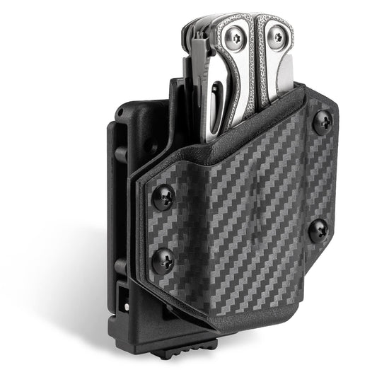 TACTICAL GEEK TX1 Multitool Sheath, EDC Multi-Tool Sheath Holder Holster, Adjustable Sheath with Back Clip for Belt, Multi-Tool Not Included, Black Carbon Fiber Pattern