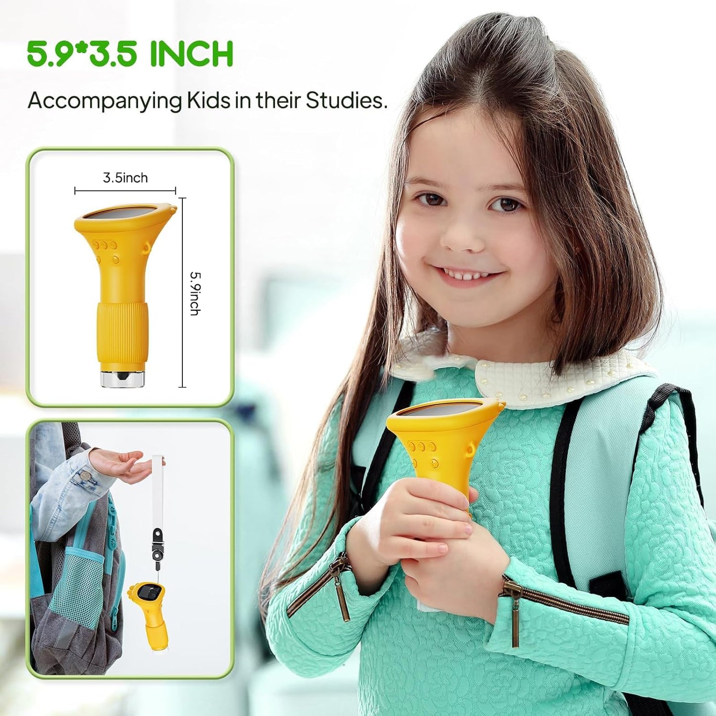 Handheld microscope for kids, Ashfly 200X portable pocket microscope, 2.0" IPS screen USB Microscope LED Lights - connect to PC, mini microscope for outdoor use from 3 years old - Orange (educational gift)