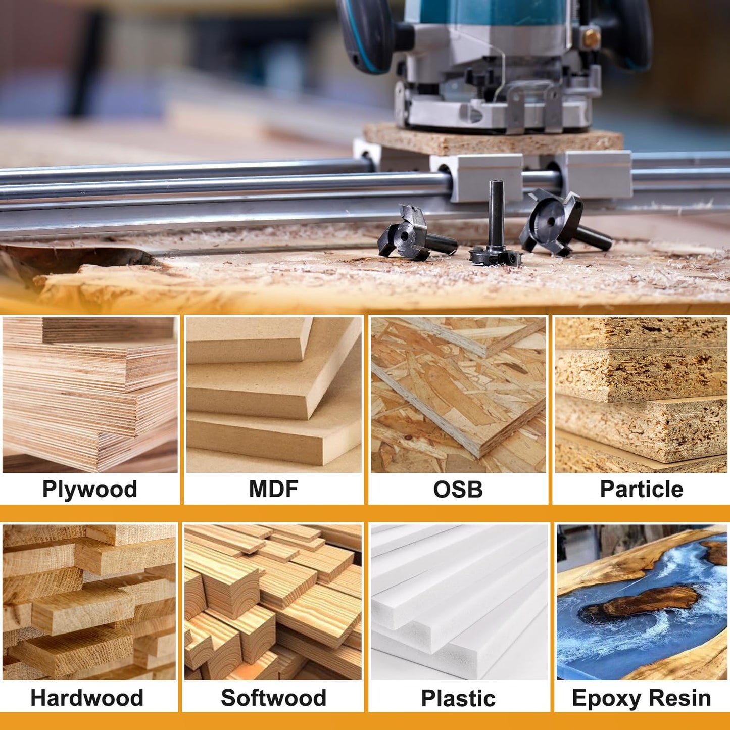 SpeTool 8mm shank 38.1mm diameter planing cutter for router planer cutter for wood with inserts 2+2 flutes CNC router surface planer flatten bit.