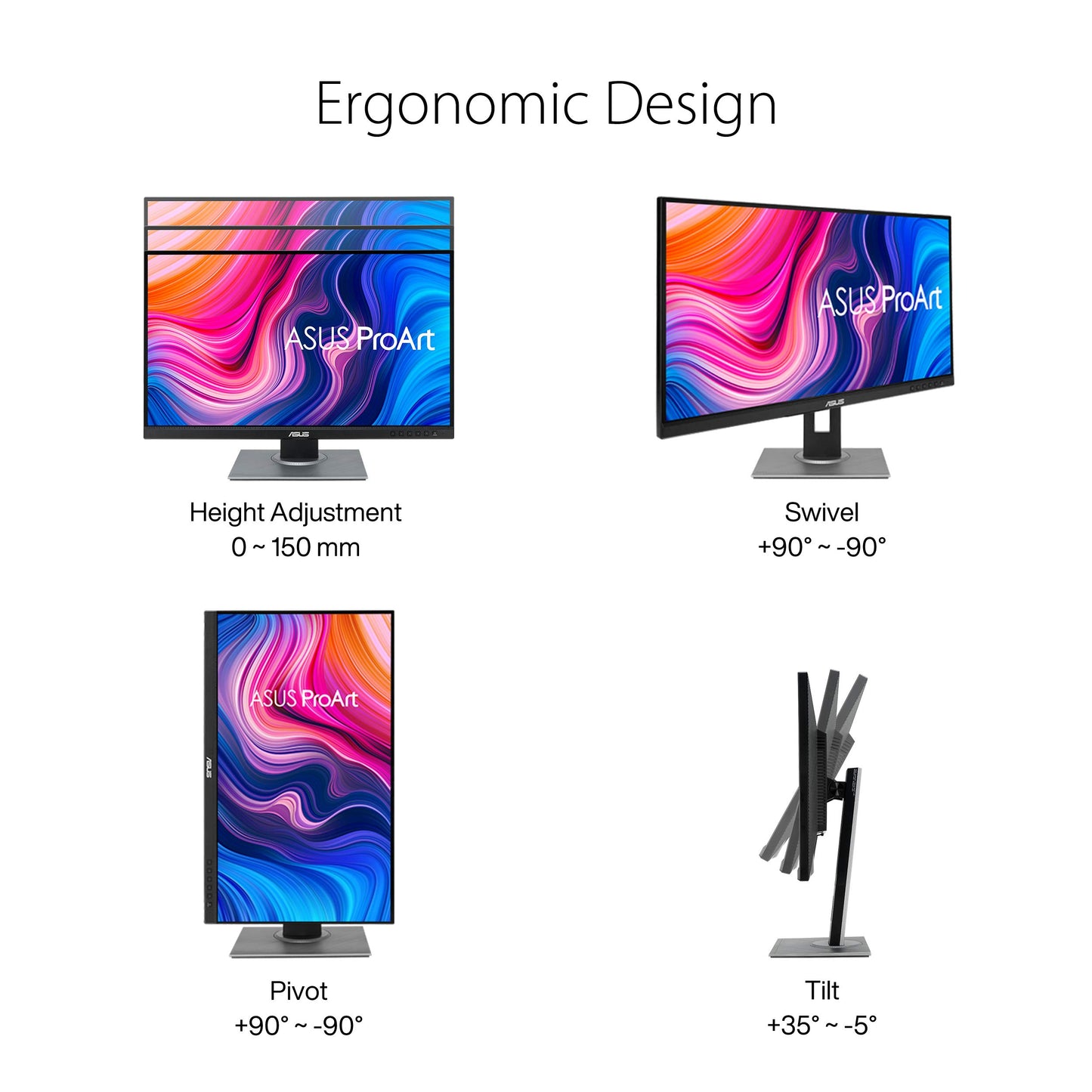 ASUS ProArt PA278QV - 27-inch WQHD Professional Monitor - 16:9 IPS, 2560x1440 resolution - ergonomic, pivot, Calman, frameless, high color accuracy - DVI, DisplayPort, HDMI, Mini-DP, USB hub.