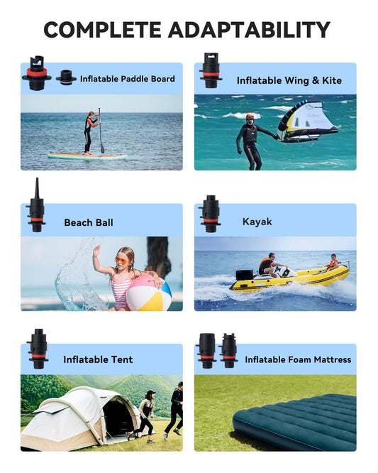 TOPUMP 20PSI Electric SUP Pump TPS260, Rechargeable, Auto-Off, 2-Stage Inflation/Deflation, Type-C for Paddle Board, Kayak, Foil, Kite, Tent