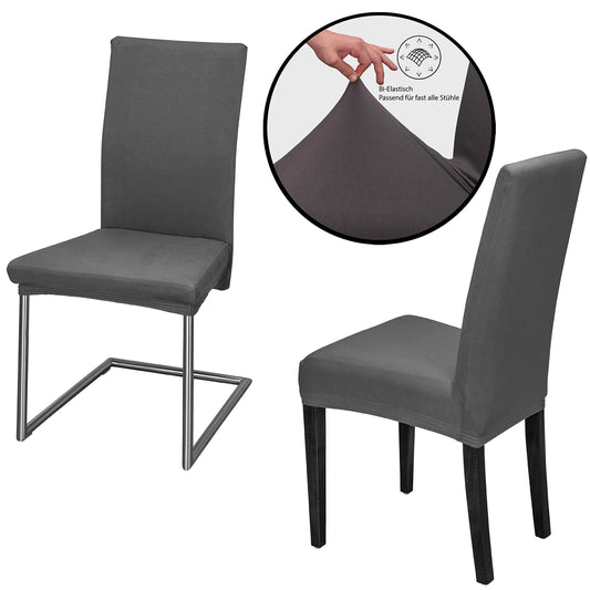 Staboos chair covers 6-piece set - High-quality and elastic chair covers for swing chairs - Easy-care chair covers & covers for chairs - Perfect chair cover 6-piece set - ÖKO TEX certified - Dark gray
