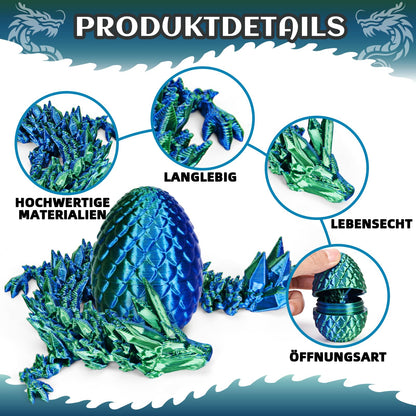 4-piece set of miniature 3D dragon eggs with dragons - 13 cm articulated dragon toys, dragon figures in dragon egg, crystal dragon toys - Suitable for boys aged 5/6/7/8/9 years and up