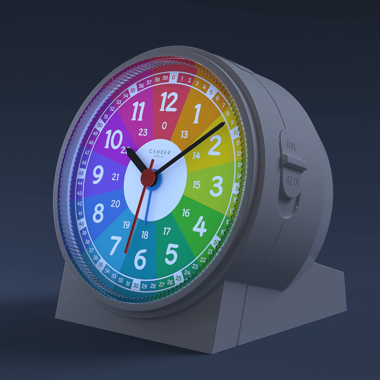 Cander Berlin MNU 1009 R Children's alarm clock Clock Children silent colorful noiseless light Snooze Table clock Lighting Kids room Boys Girls