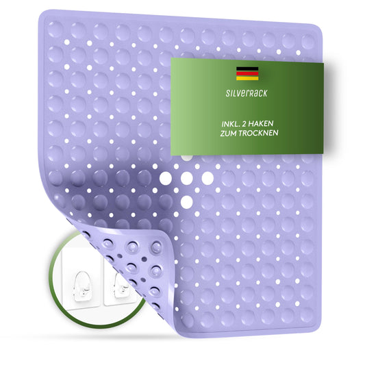 SilverRack shower mat non-slip 53x53 cm (lavender) - anti-slip shower mat BPA free for kids - bath mat non-slip, machine washable and mold resistant - non-slip shower insert
