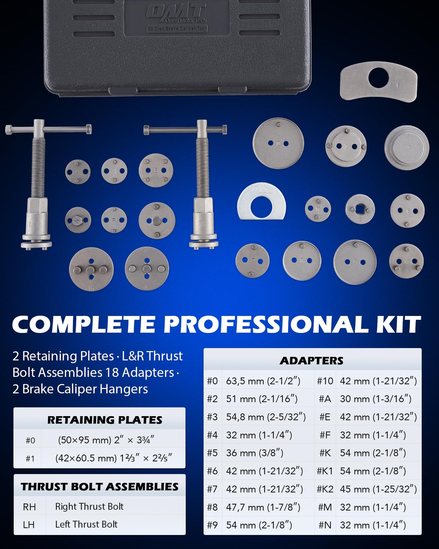 Orion Motor Tech 24 PC Brake Caliper Piston Tool Set Universal Brake Caliper Piston Reset Tool Kit Brake Caliper Piston Wind Back Tool Brake Repair Tool Black