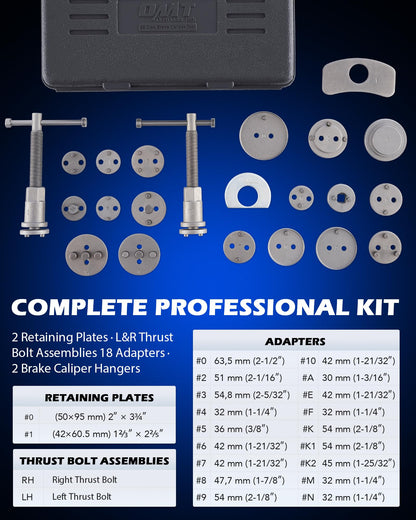 Orion Motor Tech 24 PC Brake Caliper Piston Tool Set Universal Brake Caliper Piston Reset Tool Kit Brake Caliper Piston Wind Back Tool Brake Repair Tool Black