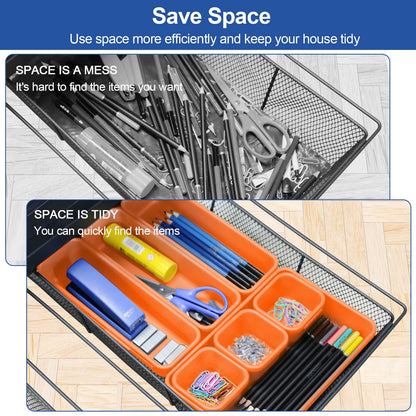 Haobin desk drawer organizer, interlocking, orange