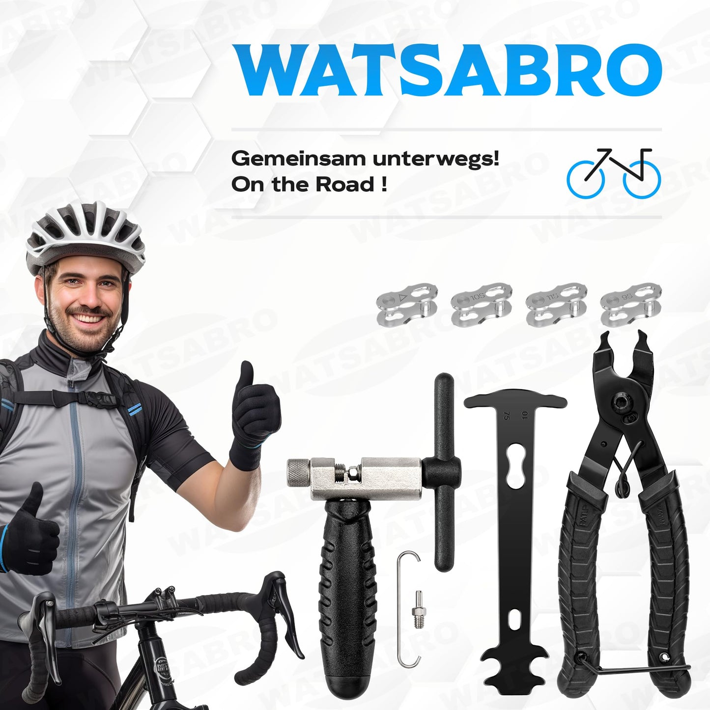WATSABRO Chain Breaker Bike Pro, Bike Chain Rivet and Chain Link Pliers, Bike Chain Tool, Chain Tool Bike Set, Bike Chain Repair Set 3.0 for 6-12 speed bike chain tool.