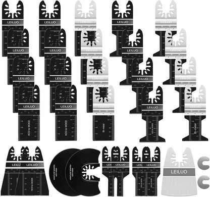 Multi-tool saw blades LEILUO 31pcs wood plastic metal multi-function tool accessories set Packed in a storage bag for Makita Einhell Dewalt Parkside Ryobi AEG and more