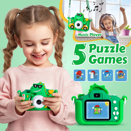Pllieay Kids Camera Digital Camera with 32GB Card, 1080P HD, 5 Games, Dual Lens Children's Camera for Kids 3+ years.
