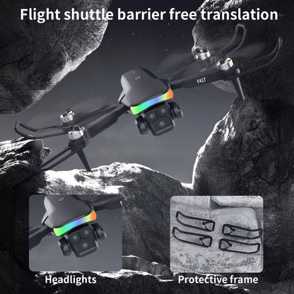 Drone with camera for kids & beginners, LED Strip 1080P HD dual camera, 90° adjustable, optical flow positioning, modular battery, app remote control, one-key takeoff/landing, for boys & girls, carrying case.
