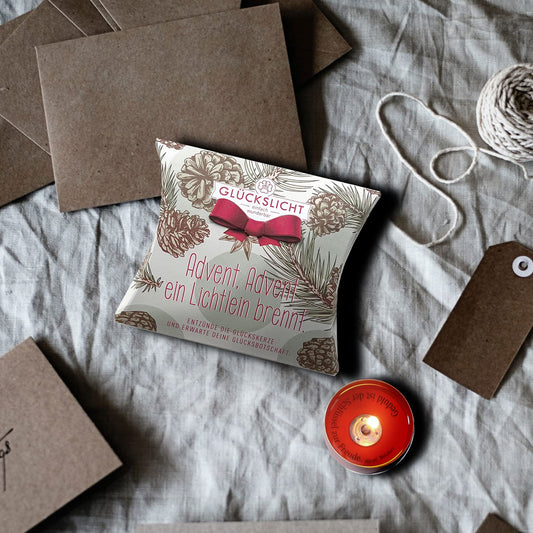 Lucky light in gift box with cut-out bow | Emotion | Advent, Advent a little light is burning | With Christmas motif | Set of 10