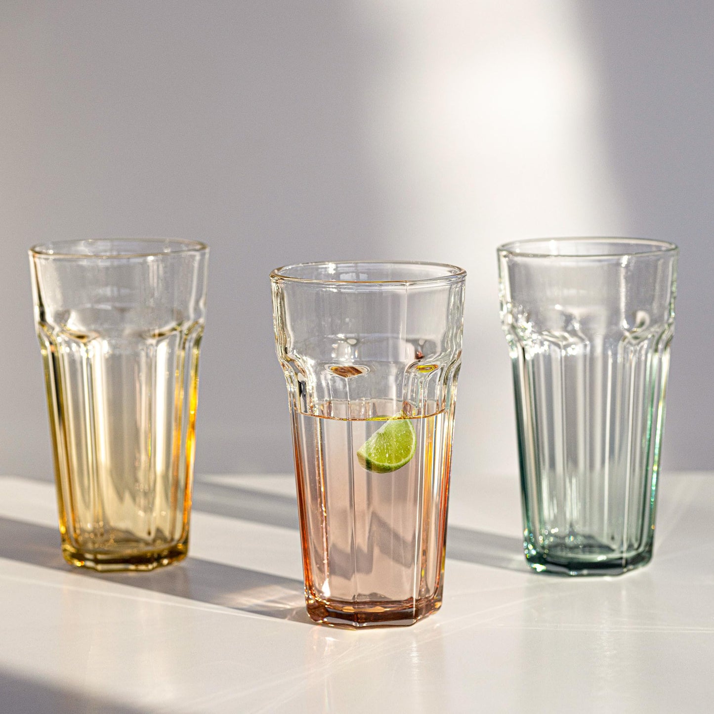 TREND FOR HOME Cocktail Glasses Large Drinking Glass Cuba Libre Glasses | 700 ml | Set of 6 | Cocktail Highball Water Glass Set XXL Tumblers Retro Design | GIGI Collection | WATERCOLOR OMBRE - Hand wash