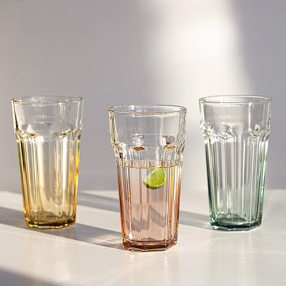 TREND FOR HOME Cocktail Glasses Large Drinking Glass Cuba Libre Glasses | 700 ml | Set of 6 | Cocktail Highball Water Glass Set XXL Tumblers Retro Design | GIGI Collection | WATERCOLOR OMBRE - Hand wash
