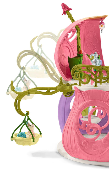 SCHLEICH BAYALA | Sparkling Flower House with unicorns, lake, and stable 42445 | Set includes elf, cloud squirrel, and accessories | great gift for girls and boys | playable figure from 5 years | 71 pieces