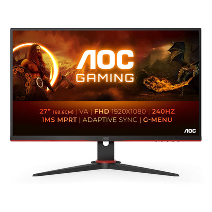 AOC Gaming 27G2ZNE - 27-inch Full HD monitor, 240 Hz, 0.5 ms MPRT, FreeSync Premium (1920x1080, HDMI 1.4, DisplayPort 1.2) black/red.