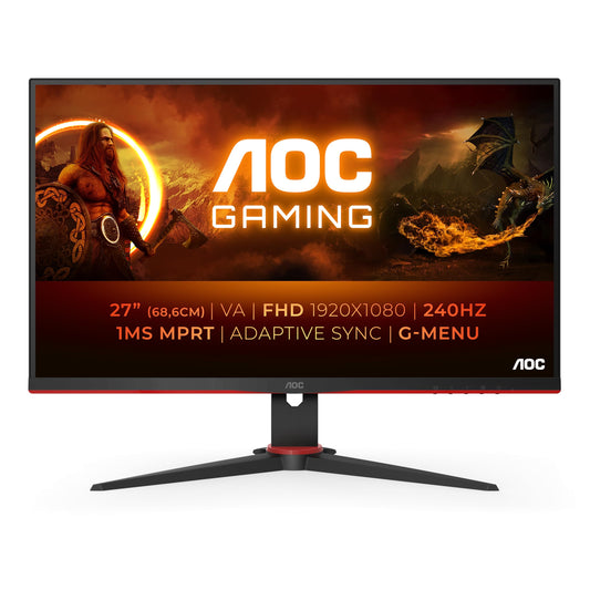 AOC Gaming 27G2ZNE - 27-inch Full HD monitor, 240 Hz, 0.5 ms MPRT, FreeSync Premium (1920x1080, HDMI 1.4, DisplayPort 1.2) black/red.