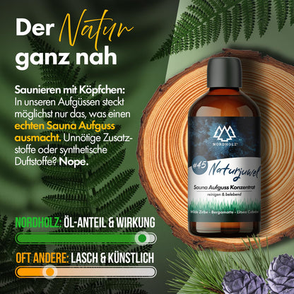 NORDHOLZ® Sauna infusion set - Premium quality [Deep forest essences - 4x100ml] special & natural sauna infusion for intense & relaxing scent - Sauna accessories for sauna fans.