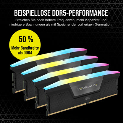 Corsair VENGEANCE RGB DDR5 RAM 32GB (2x16GB) 6000MHz CL36 Intel XMP iCUE Compatible Computer Memory - Black (CMH32GX5M2E6000C36)