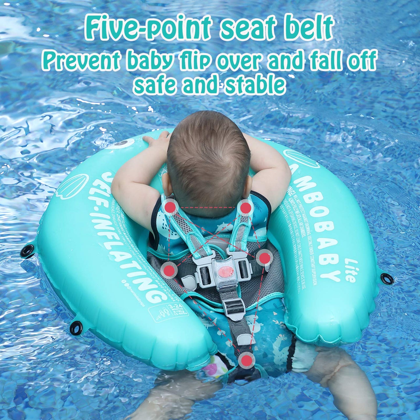 HECCEI Baby Swim Ring, Mambobaby Automatic Inflatable Baby Swim Aid Swim Ring Compact Foldable Design Swim Ring Perfect Swim Trainer for Children 3 to 24 Months